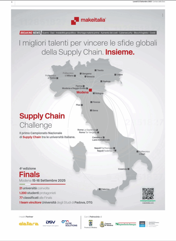 Makeitalia sul Corriere della Sera con la Supply Chain Challenge