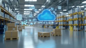 Automated warehouse with cloud technology for logistics and Supply Chain digitalization