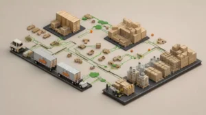 Illustration of a logistics process.