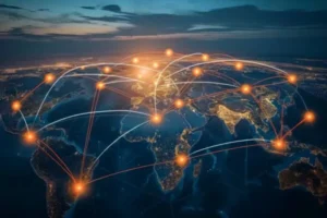 Global map with international connections for Supply Chain management